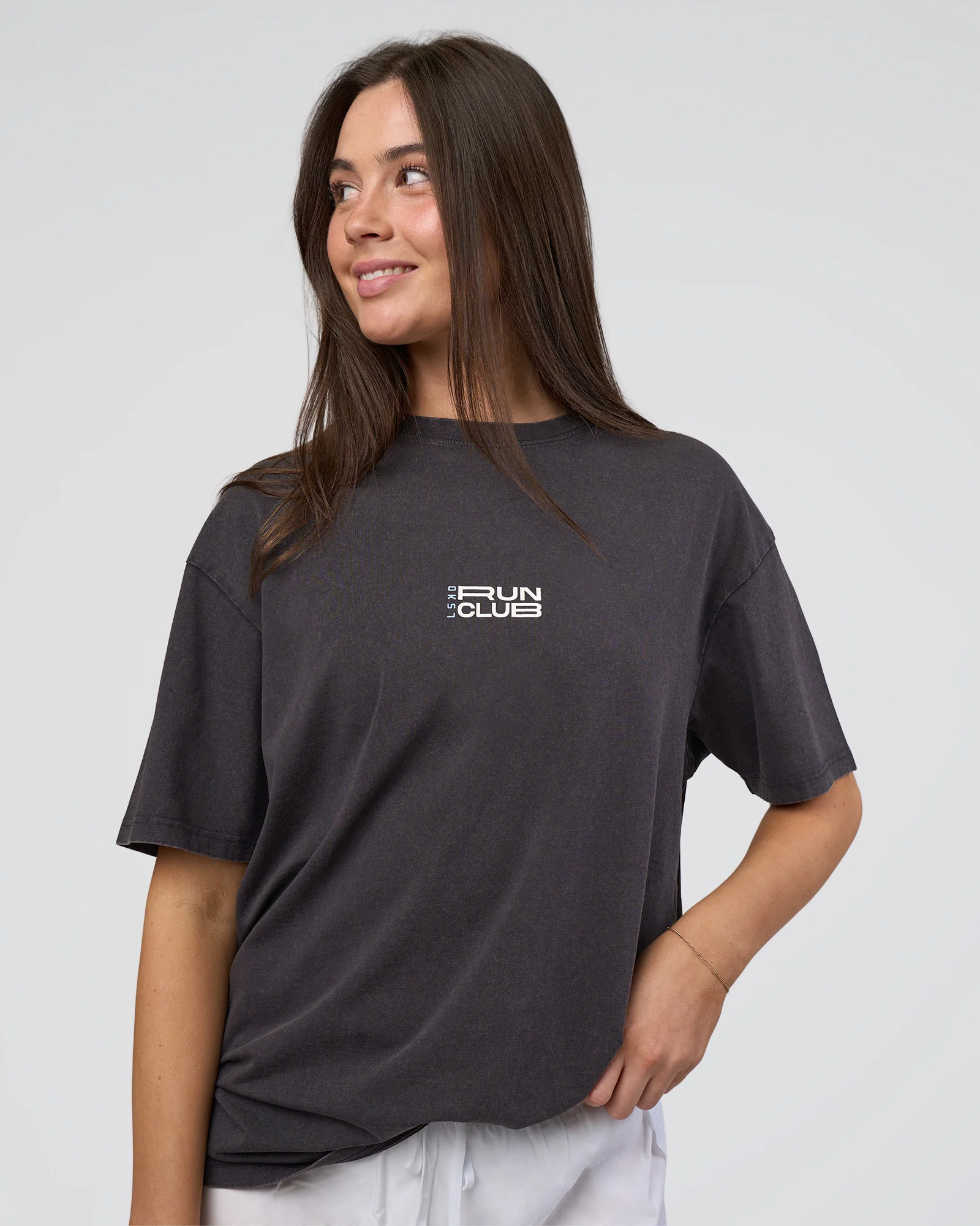 Runner's FLXCotton Oversized Tee - Black Washed-White