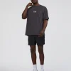 Runner's FLXCotton Oversized Tee - Black Washed-White