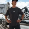 Runner's FLXCotton Oversized Tee - Black Washed-White