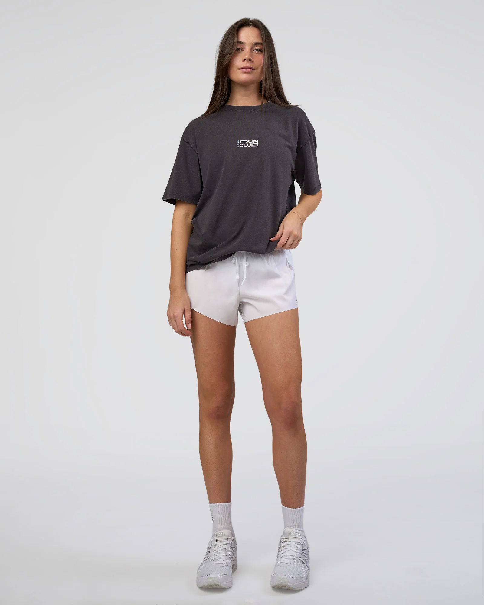 Runner's FLXCotton Oversized Tee - Black Washed-White