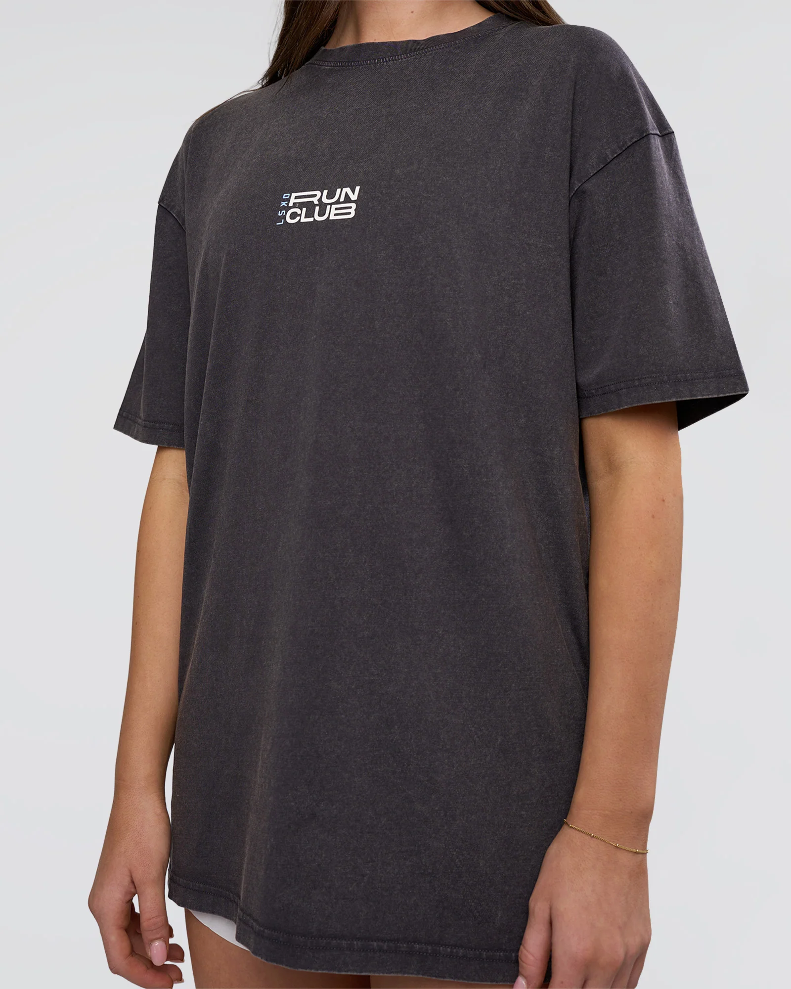Runner's FLXCotton Oversized Tee - Black Washed-White