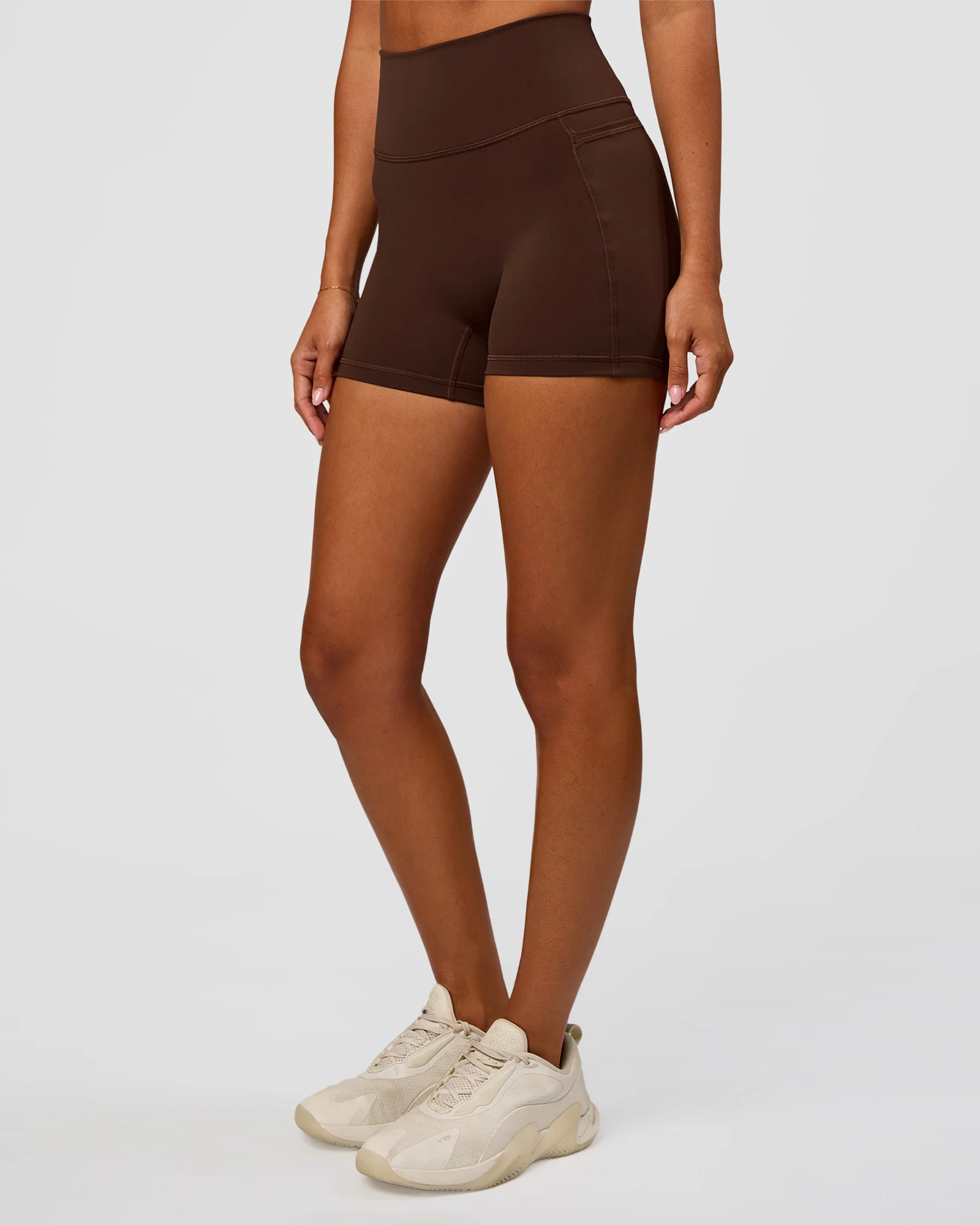Fusion Ultra High-Rise 4" Short Pockets - Hot Chocolate