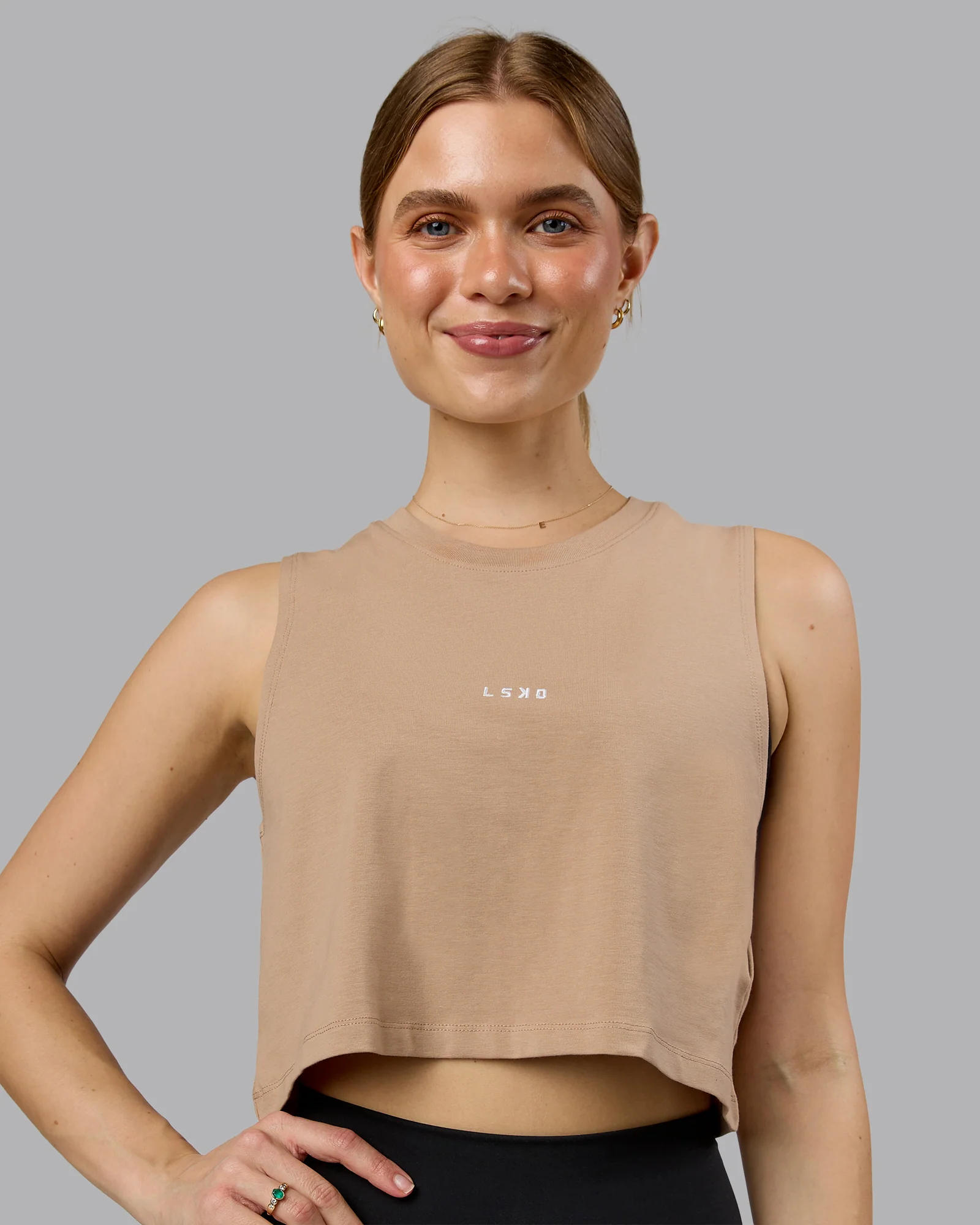 Go-To FLXCotton Tank - Warm Smoke-White