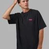 Break Through Heavyweight Oversized Tee - Black Washed-Plum Caspia