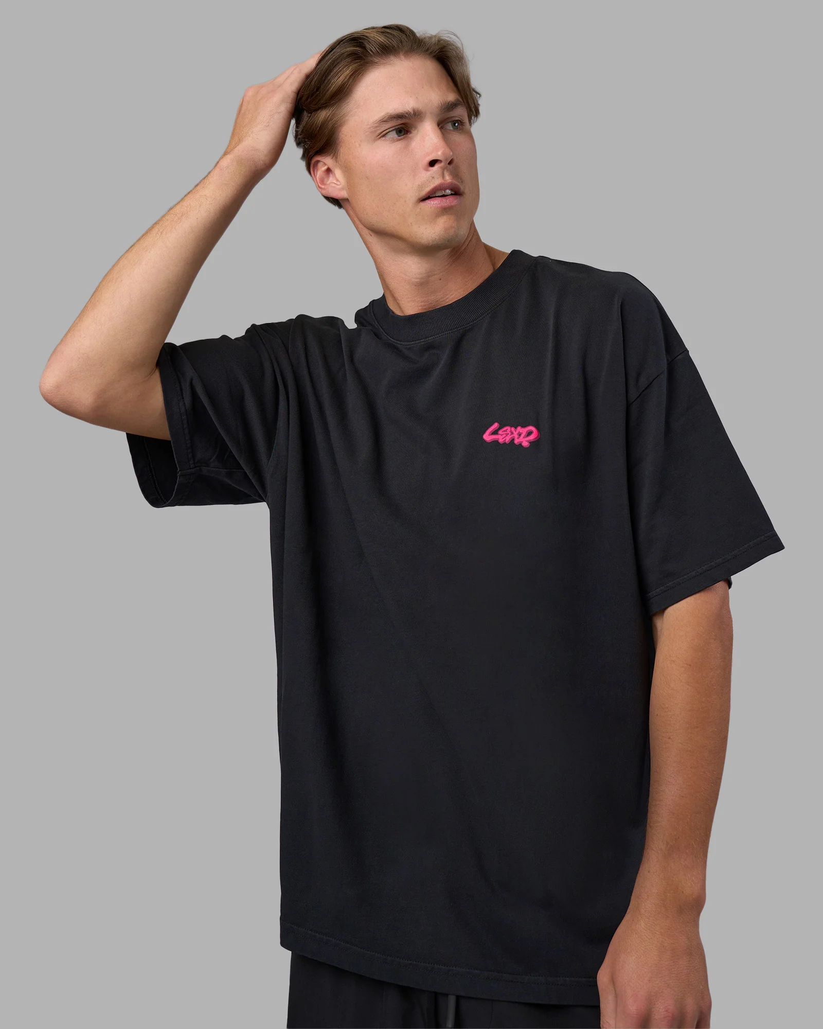 Break Through Heavyweight Oversized Tee - Black Washed-Plum Caspia