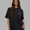 Break Through Heavyweight Oversized Tee - Black Washed-Plum Caspia