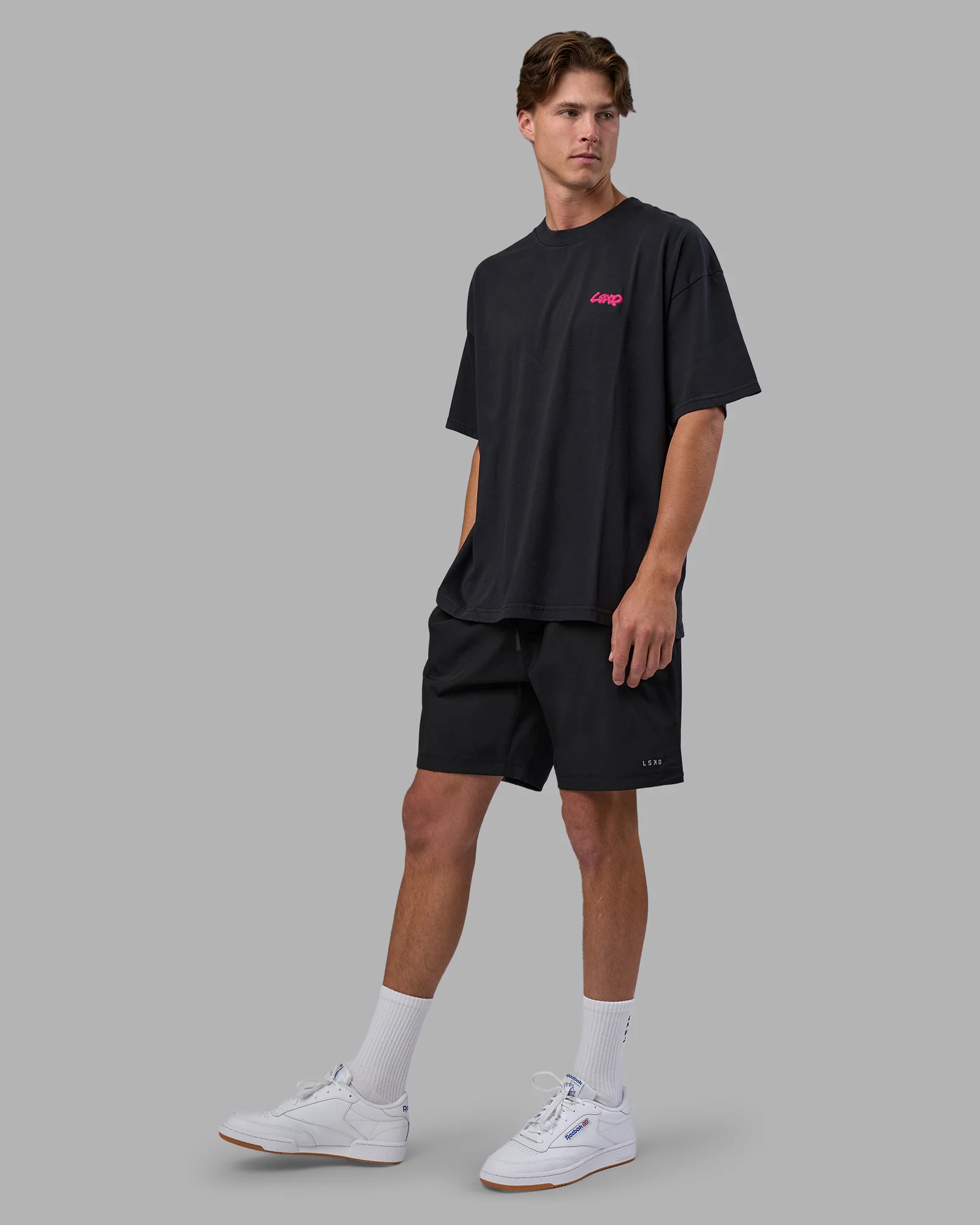 Break Through Heavyweight Oversized Tee - Black Washed-Plum Caspia