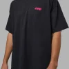 Break Through Heavyweight Oversized Tee - Black Washed-Plum Caspia