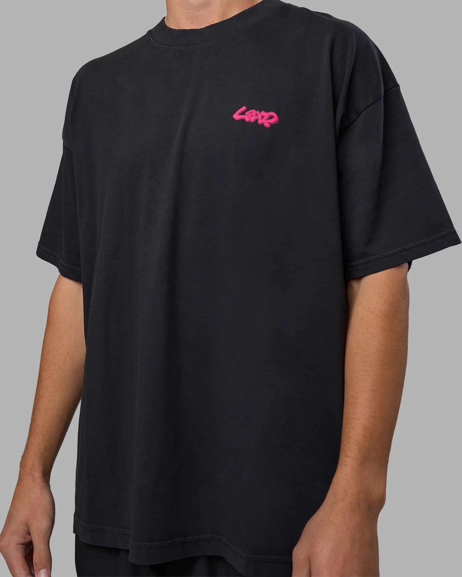 Break Through Heavyweight Oversized Tee - Black Washed-Plum Caspia