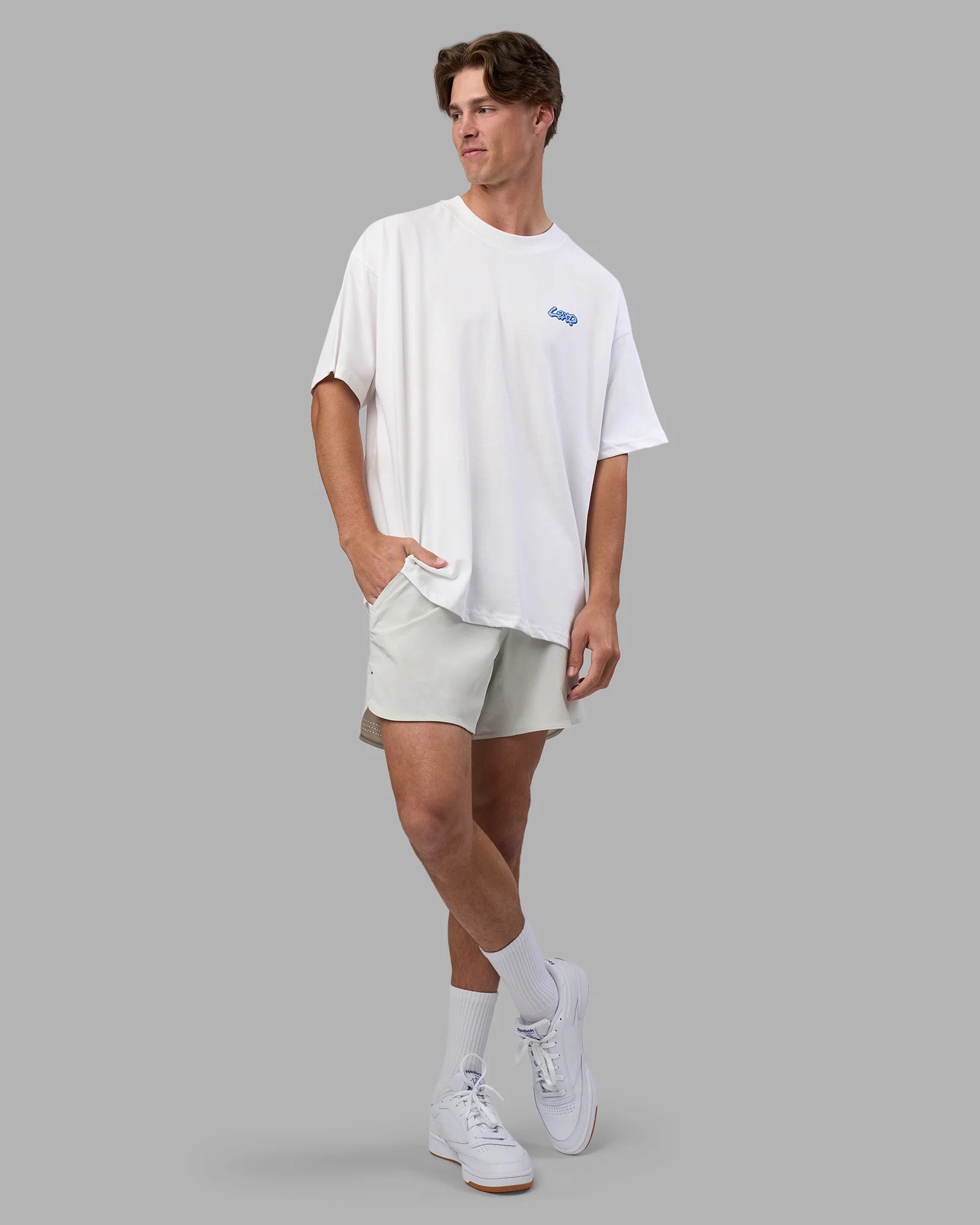 Break Through Heavyweight Oversized Tee - White-Power Cobalt
