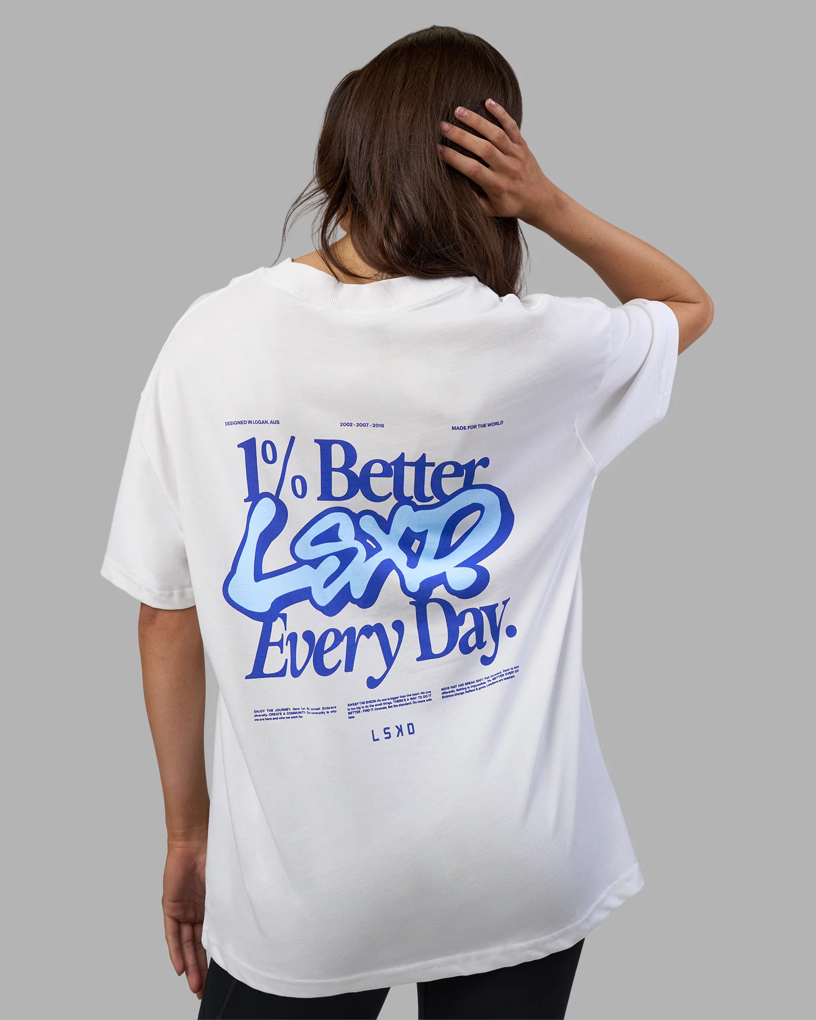 Break Through Heavyweight Oversized Tee - White-Power Cobalt