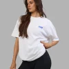 Break Through Heavyweight Oversized Tee - White-Power Cobalt