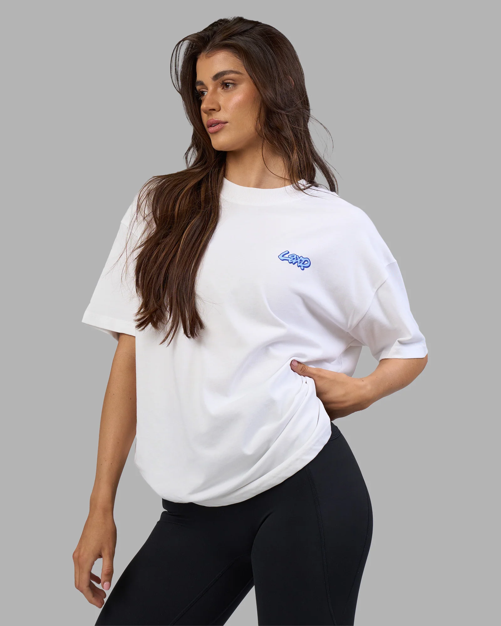 Break Through Heavyweight Oversized Tee - White-Power Cobalt