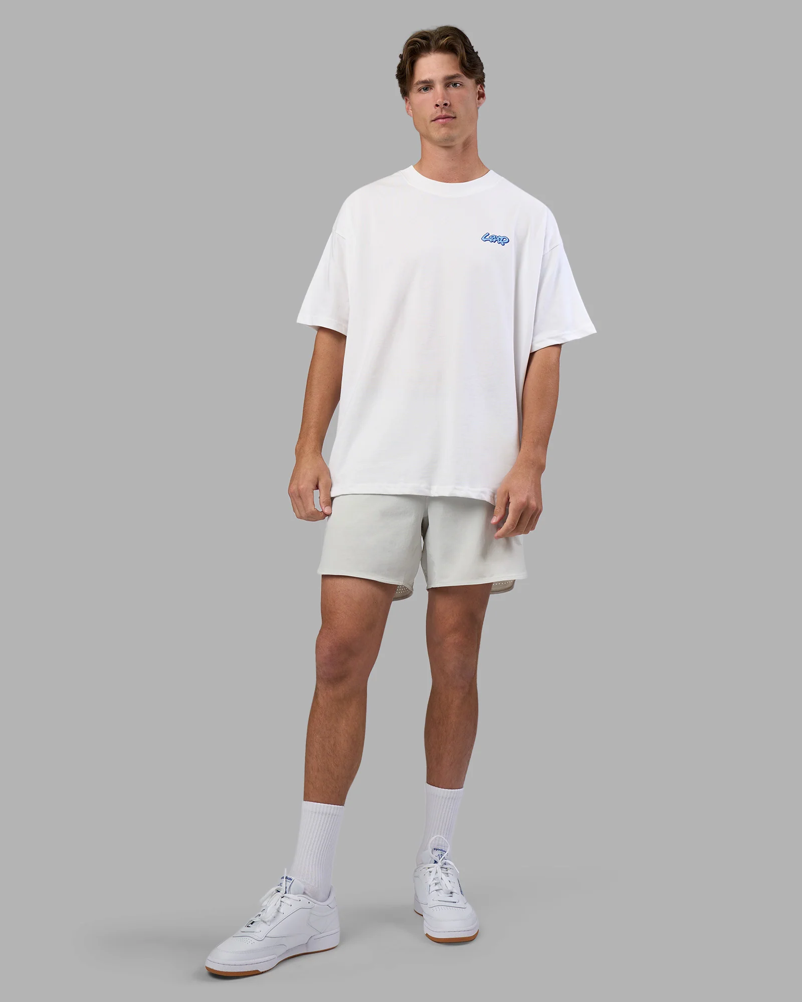 Break Through Heavyweight Oversized Tee - White-Power Cobalt
