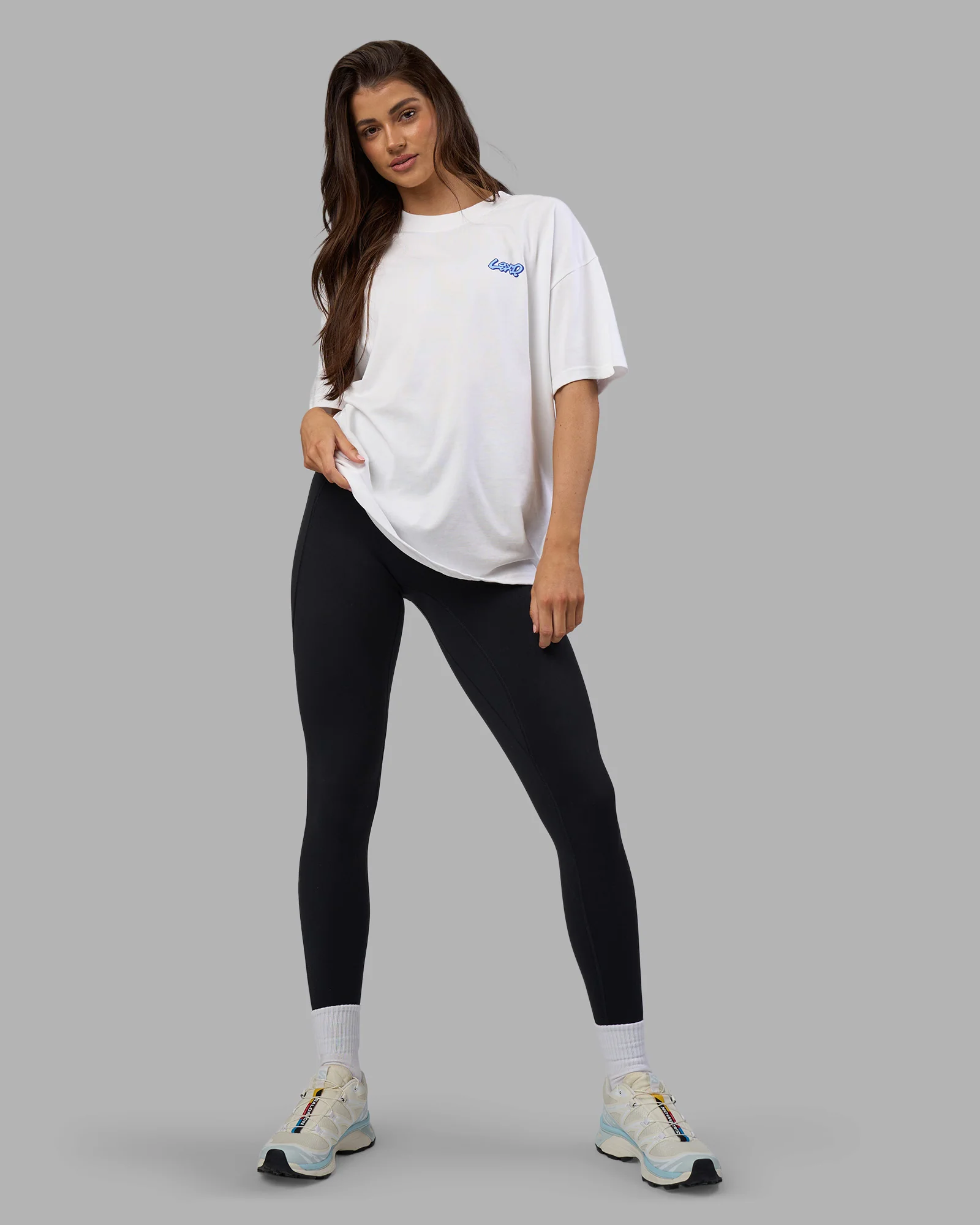 Break Through Heavyweight Oversized Tee - White-Power Cobalt