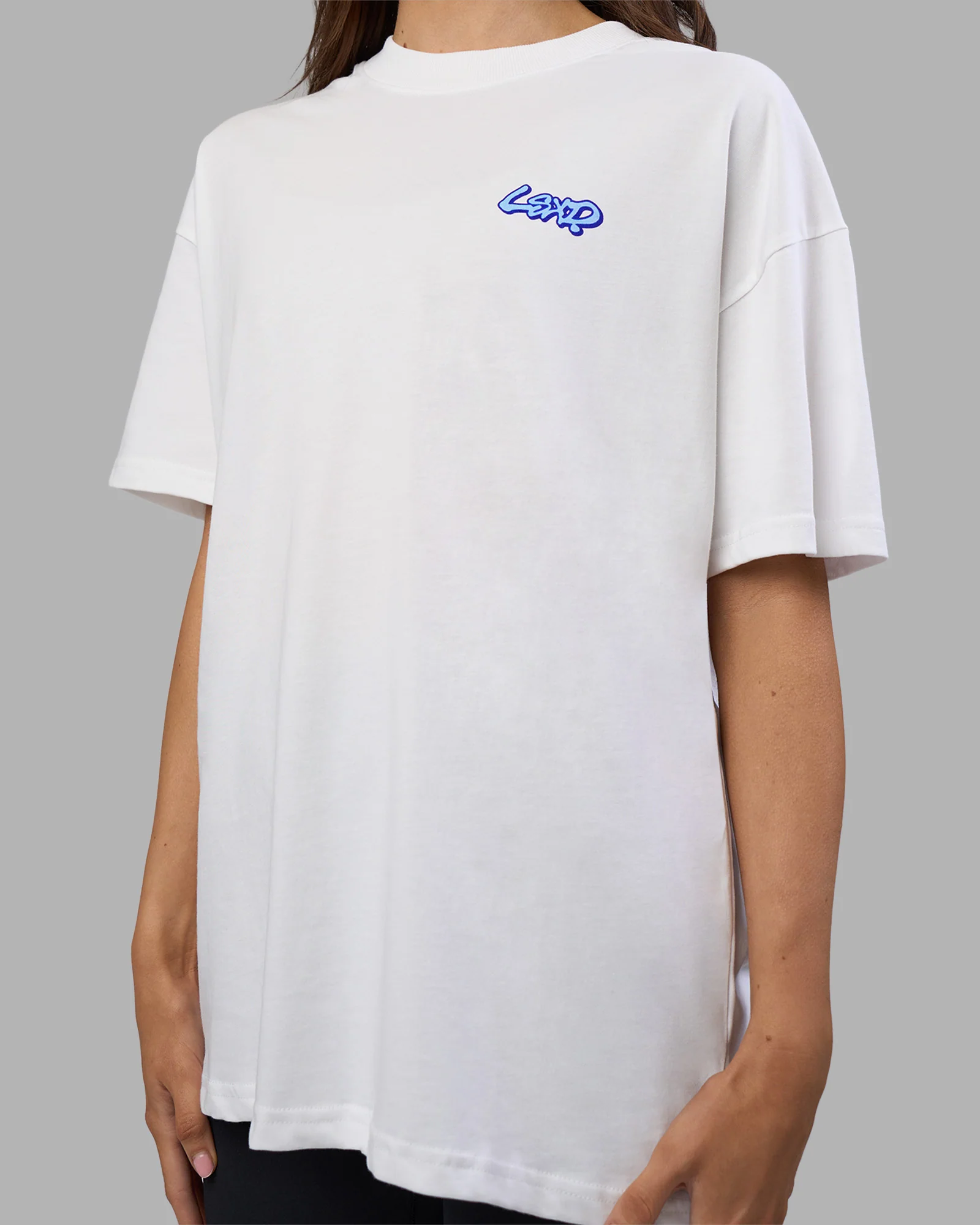 Break Through Heavyweight Oversized Tee - White-Power Cobalt