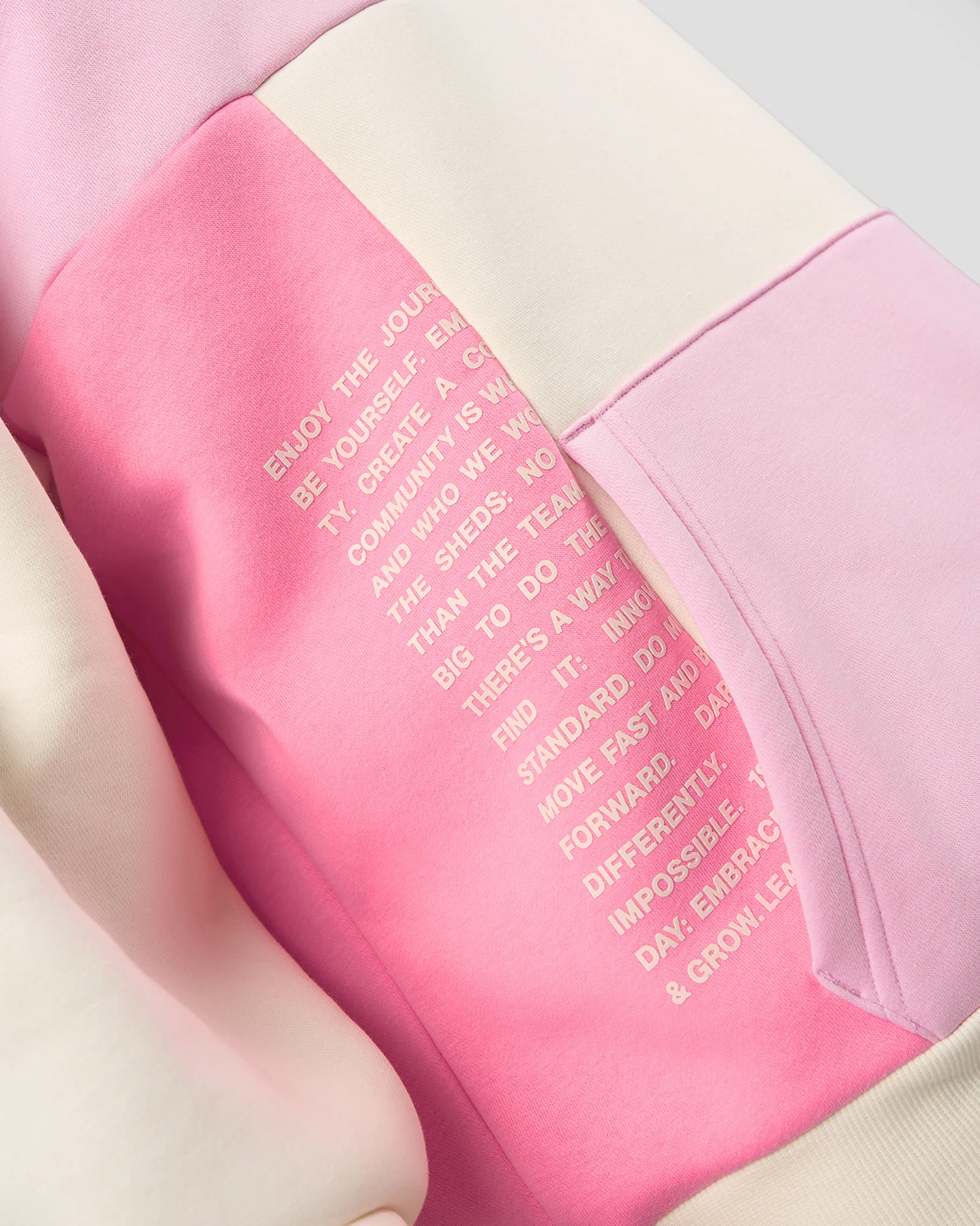 Deconstructed Fleece Hoodie - Off White-Marshmallow-Pink