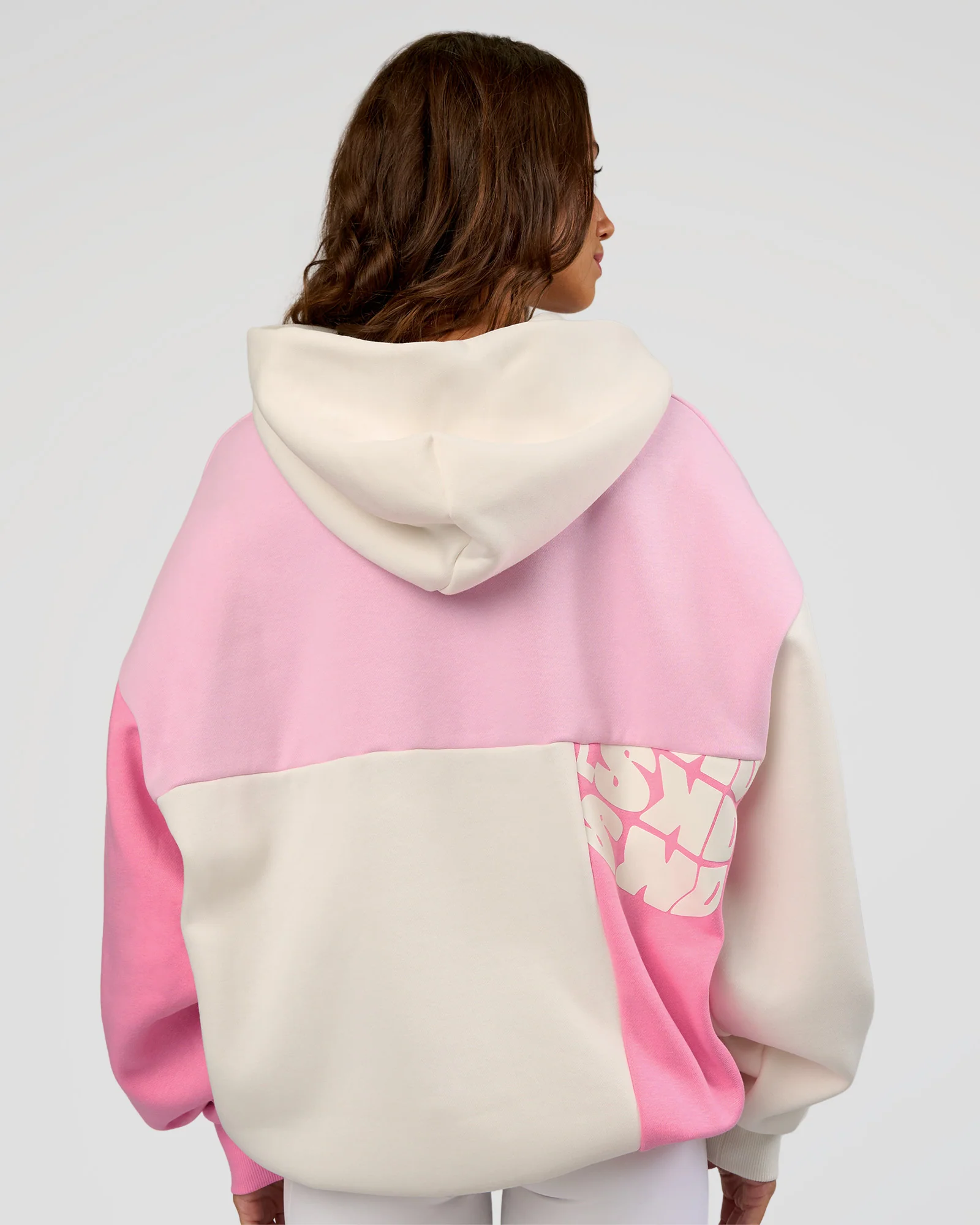 Deconstructed Fleece Hoodie - Off White-Marshmallow-Pink