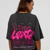 Break Through FLXCotton Oversized Tee - Black-Plum Caspia