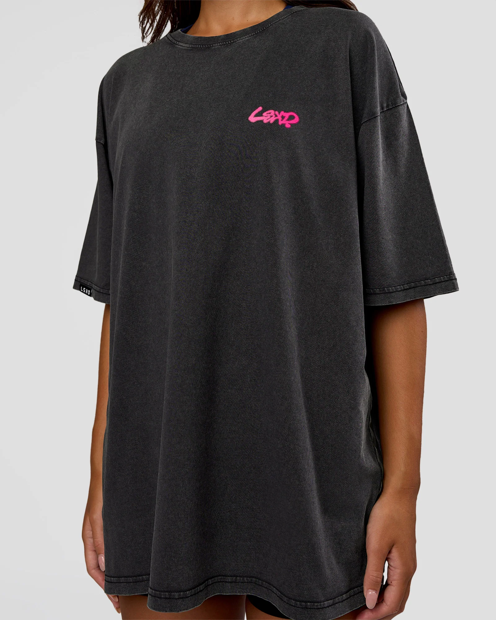 Break Through FLXCotton Oversized Tee - Black-Plum Caspia