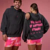 BCAM Washed Unisex Oversized Hoodie - Black Washed-Pink