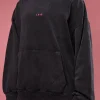BCAM Washed Unisex Oversized Hoodie - Black Washed-Pink