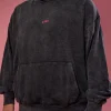 BCAM Washed Unisex Oversized Hoodie - Black Washed-Pink