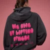 BCAM Washed Unisex Oversized Hoodie - Black Washed-Pink