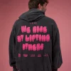 BCAM Washed Unisex Oversized Hoodie - Black Washed-Pink