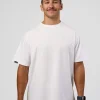 Unisex Strike Through FLXCotton Tee Oversize - White-Warm Apricot