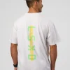 Unisex Strike Through FLXCotton Tee Oversize - White-Warm Apricot