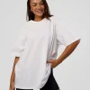 Unisex Strike Through FLXCotton Tee Oversize - White-Warm Apricot