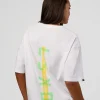 Unisex Strike Through FLXCotton Tee Oversize - White-Warm Apricot