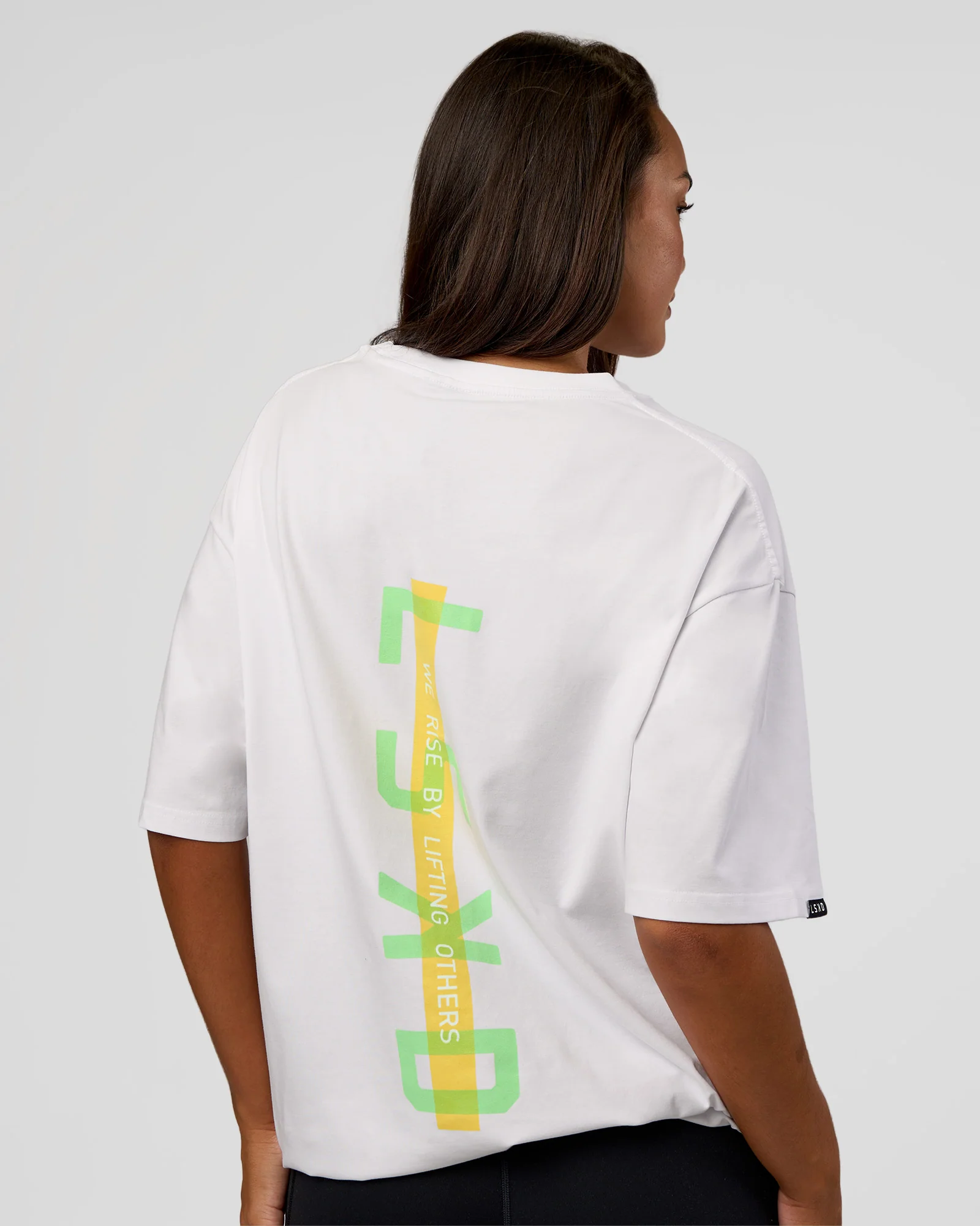 Unisex Strike Through FLXCotton Tee Oversize - White-Warm Apricot