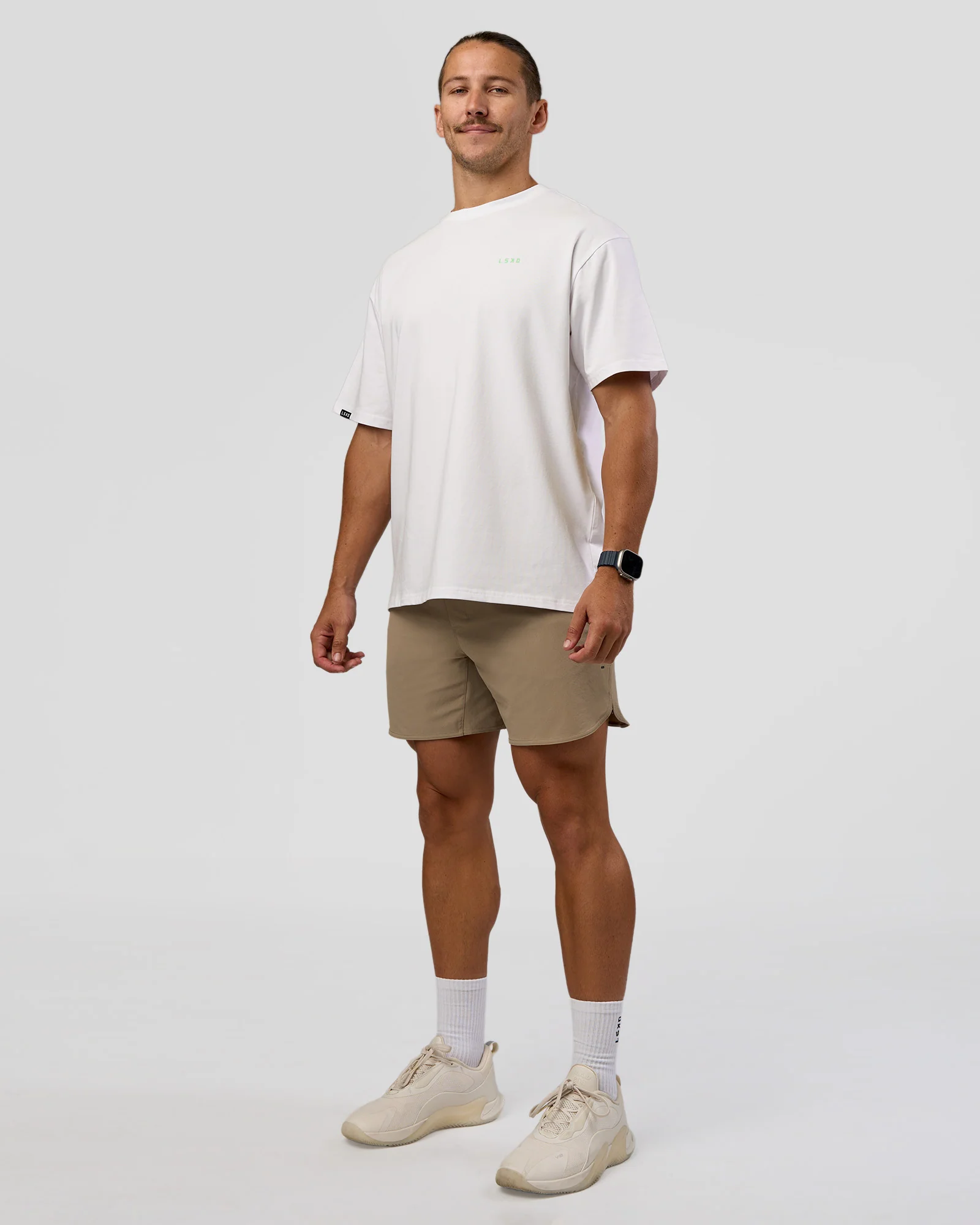 Unisex Strike Through FLXCotton Tee Oversize - White-Warm Apricot