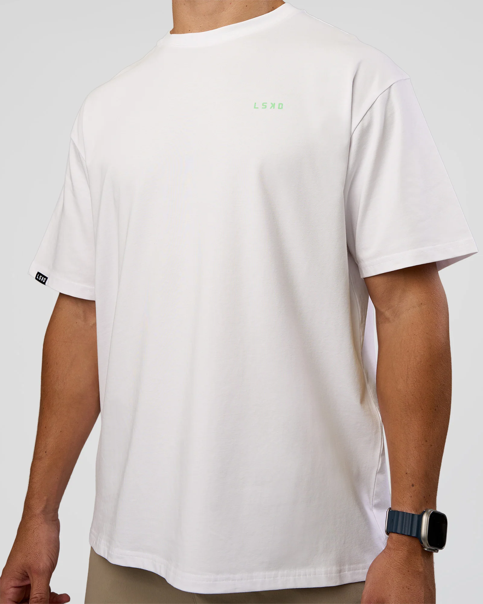 Unisex Strike Through FLXCotton Tee Oversize - White-Warm Apricot