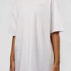 Unisex Strike Through FLXCotton Tee Oversize - White-Warm Apricot
