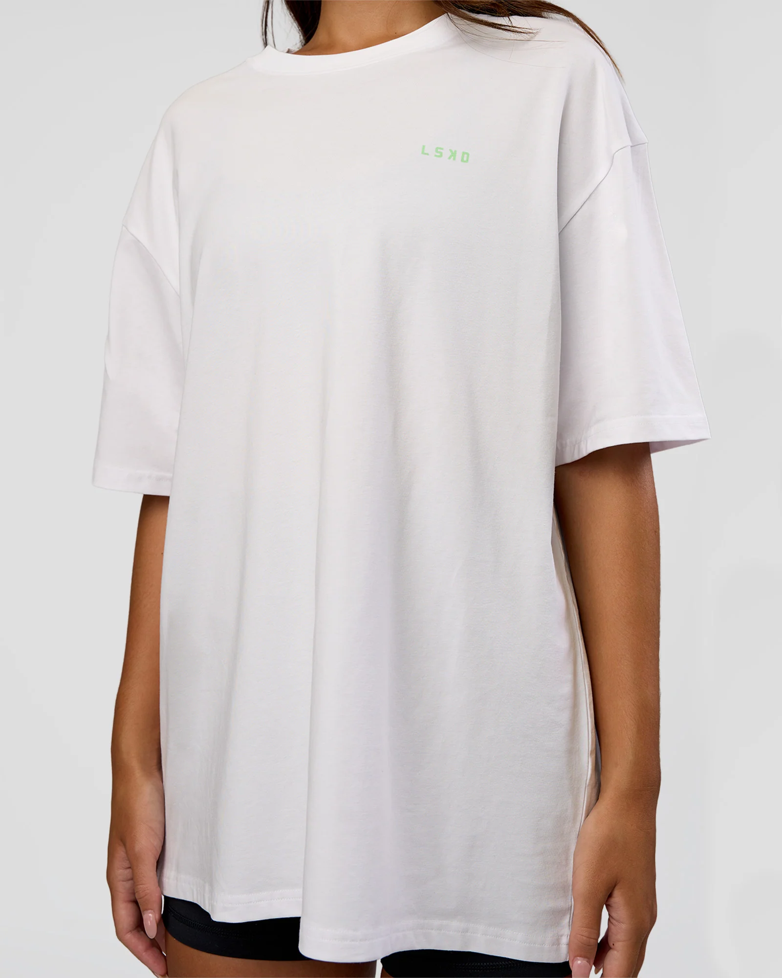 Unisex Strike Through FLXCotton Tee Oversize - White-Warm Apricot
