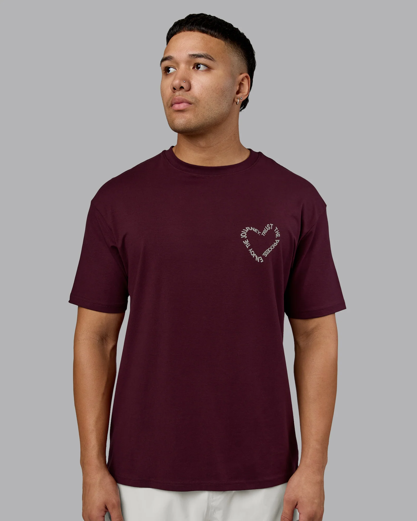 15538-love-the-process-flxcotton-oversize-tee-cherry-lacquer-shale-beige-3.webp Love The Process FLXCotton Oversize Tee - Cherry Lacquer-Shale Beige