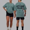 Washed Lifting Club Heavyweight Oversize Tee - Storm-Black