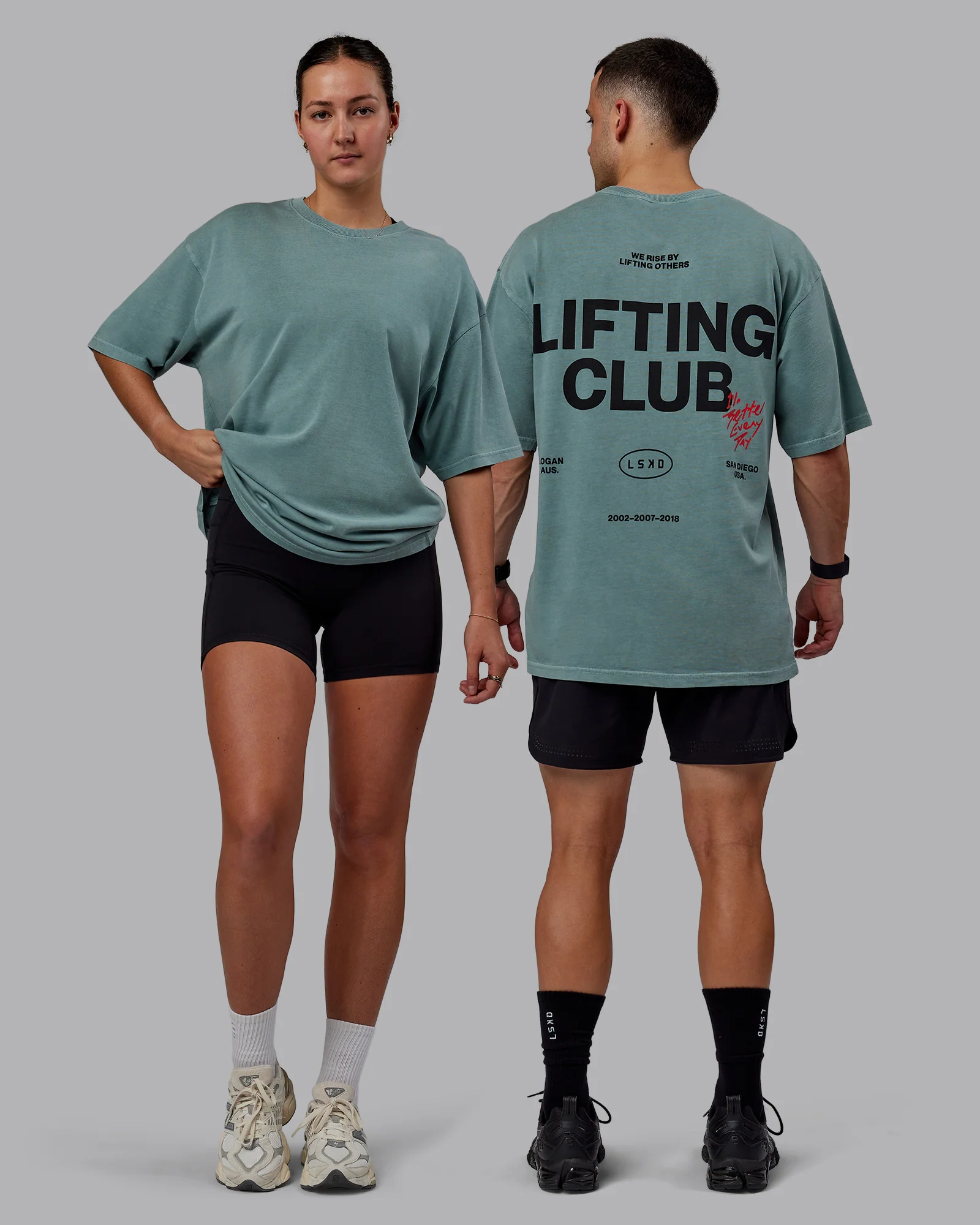 Washed Lifting Club Heavyweight Oversize Tee - Storm-Black