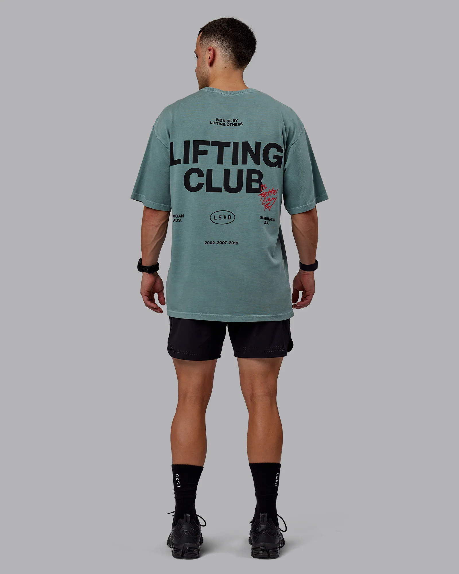Washed Lifting Club Heavyweight Oversize Tee - Storm-Black