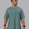 Washed Lifting Club Heavyweight Oversize Tee - Storm-Black