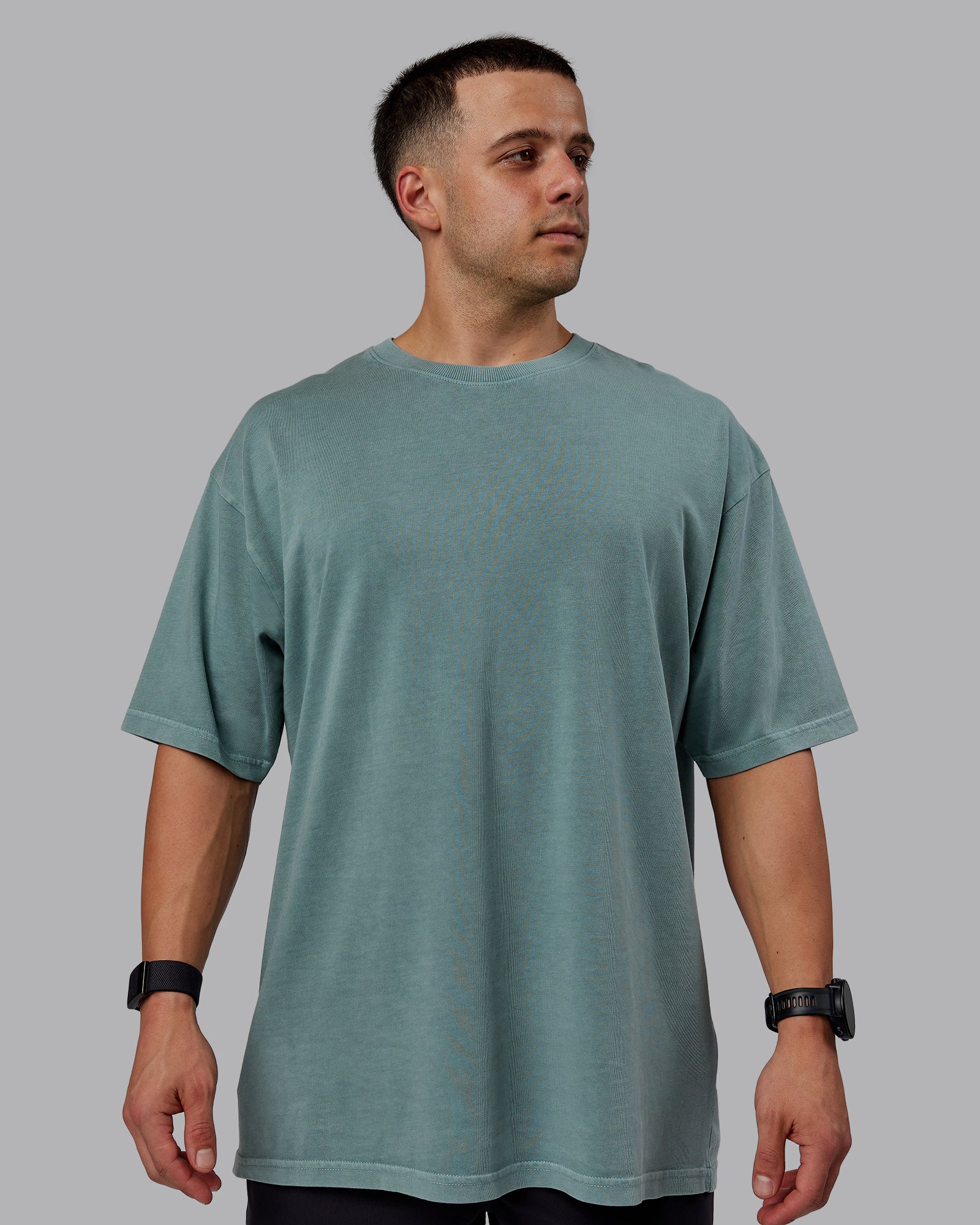 Washed Lifting Club Heavyweight Oversize Tee - Storm-Black