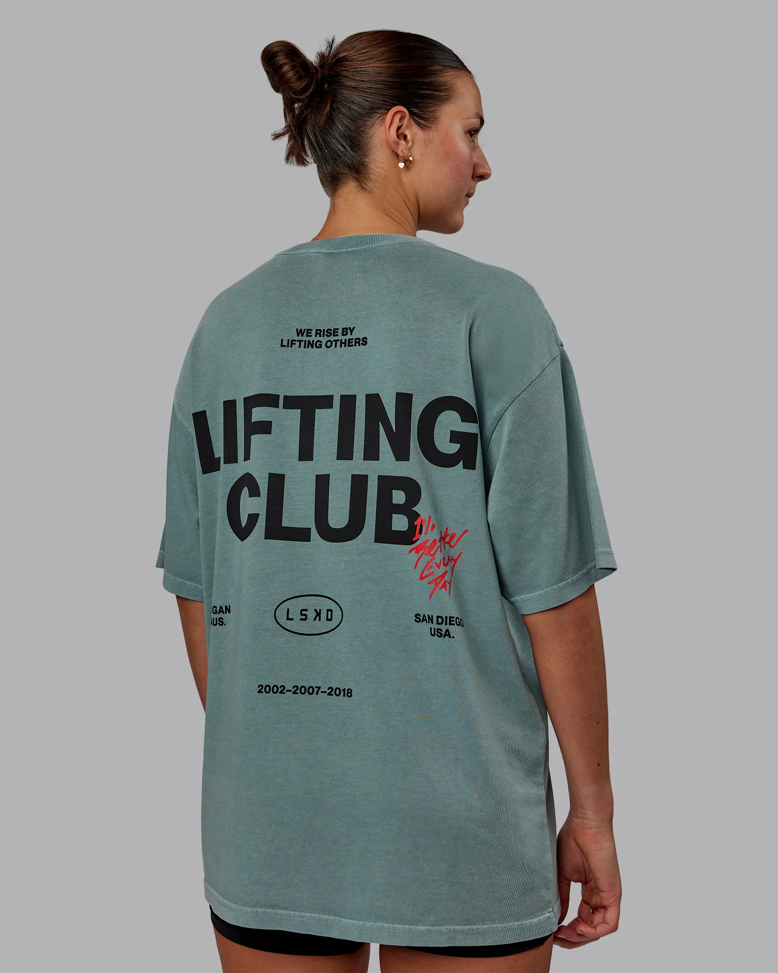 Washed Lifting Club Heavyweight Oversize Tee - Storm-Black