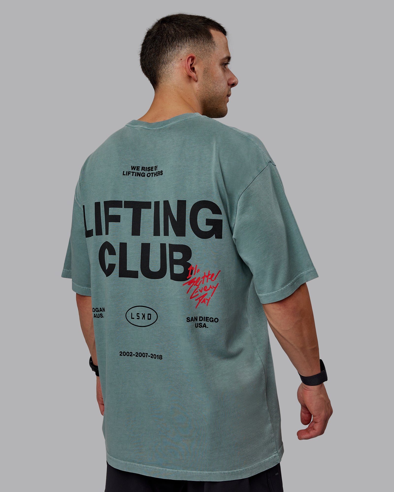 Washed Lifting Club Heavyweight Oversize Tee - Storm-Black