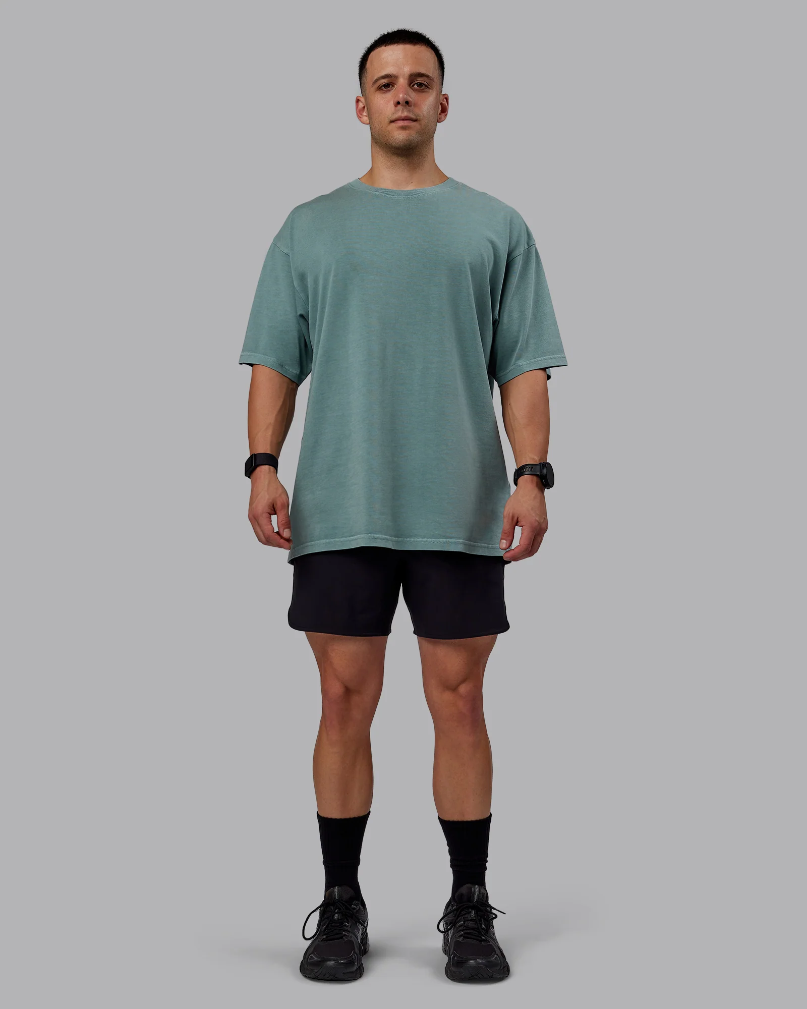 Washed Lifting Club Heavyweight Oversize Tee - Storm-Black