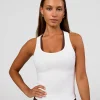 Flow Rib Scoop Neck Tank - White