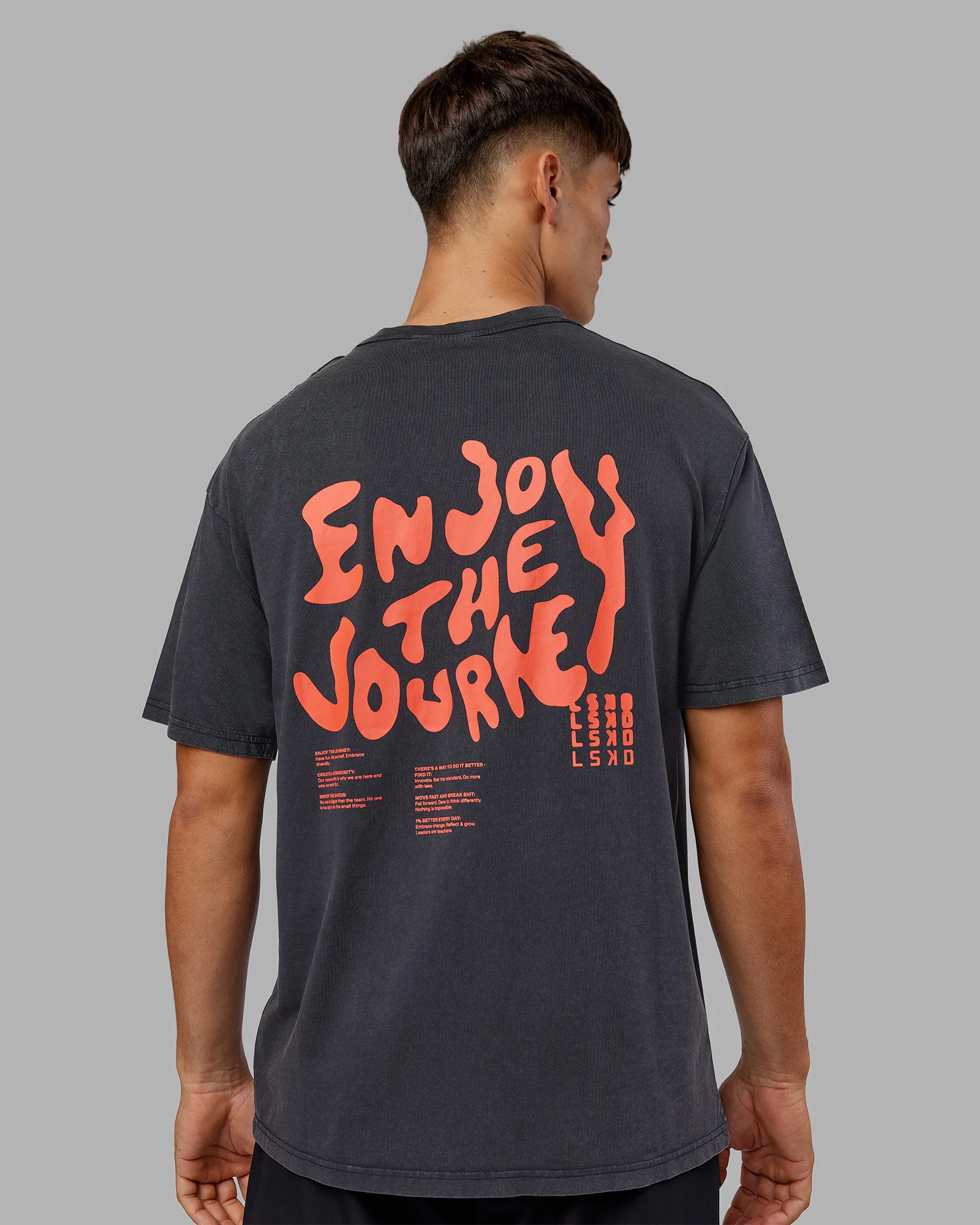 Inferno Journey FLXCotton Oversized Tee - Black Washed-Ultra Orange