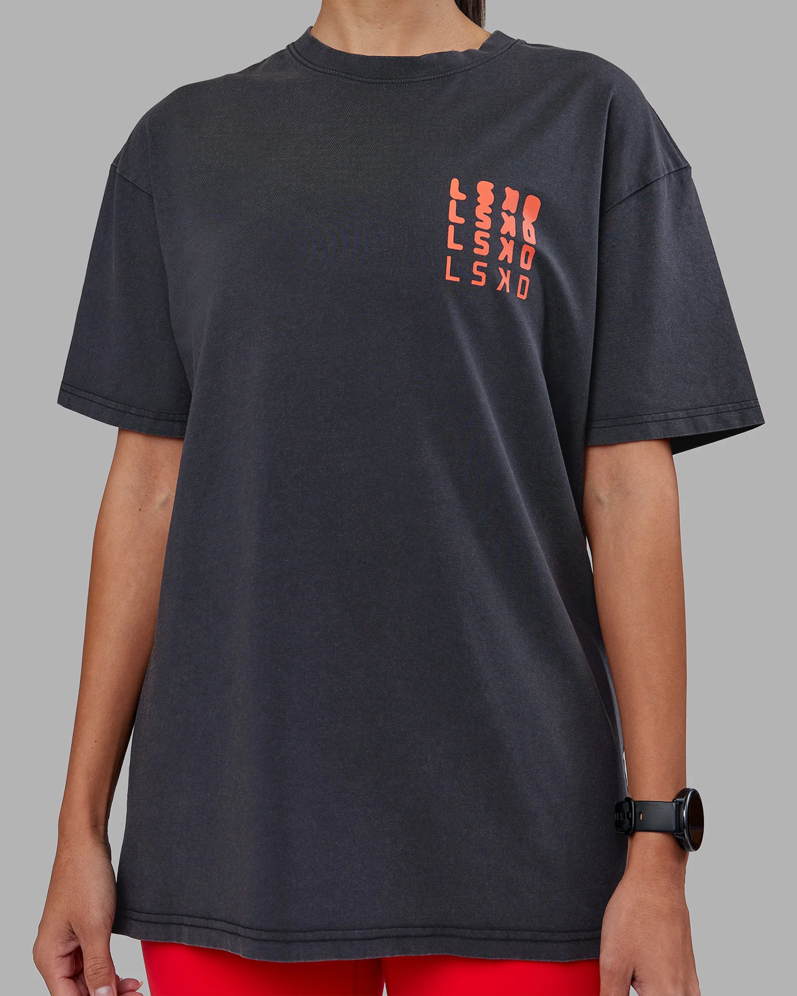 Inferno Journey FLXCotton Oversized Tee - Black Washed-Ultra Orange